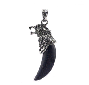 Natural Crystal Spike Pendant Crystal Wolf Head Item Pendant Fashion Couple Domineering Necklace