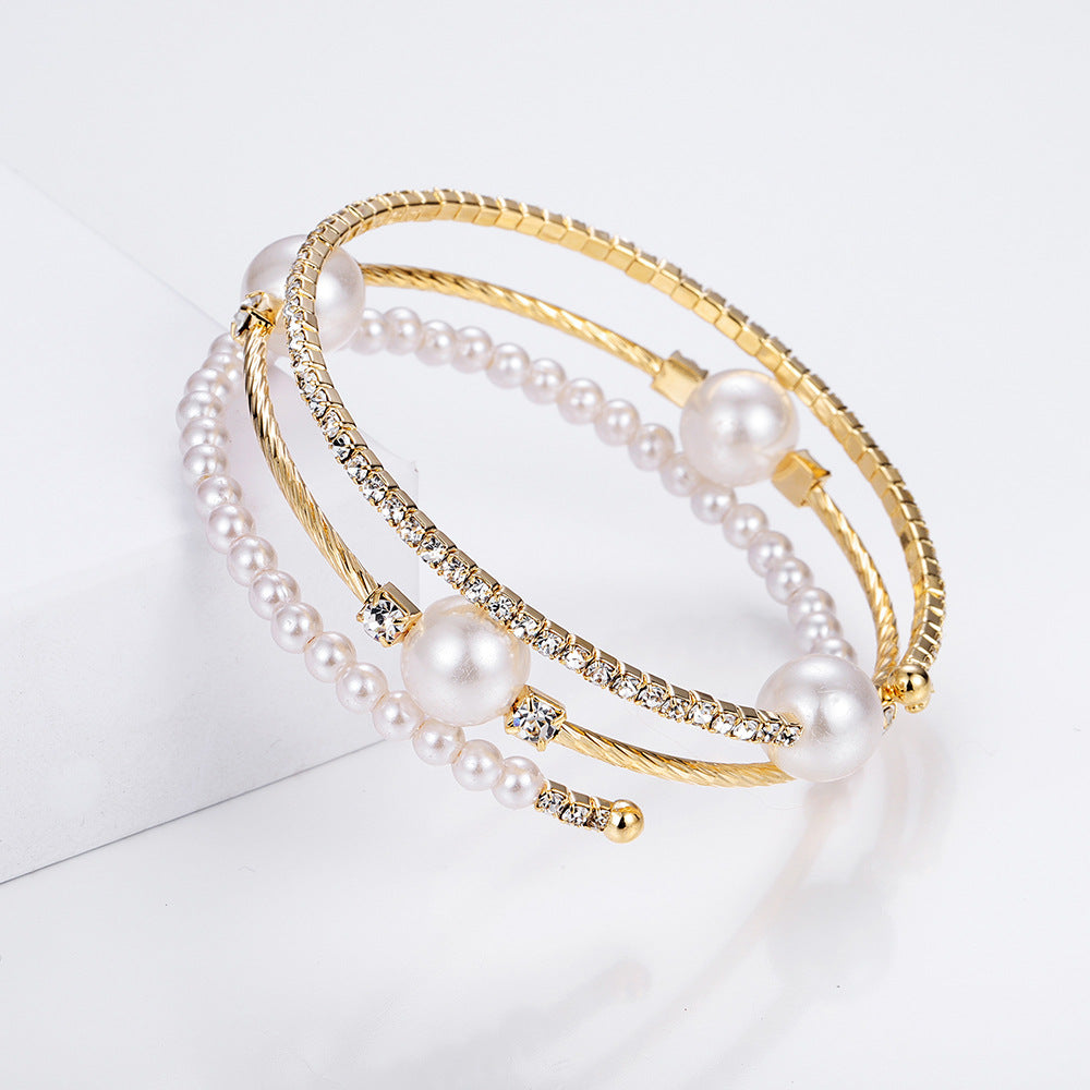 Pearl crystal rhinestone bracelet