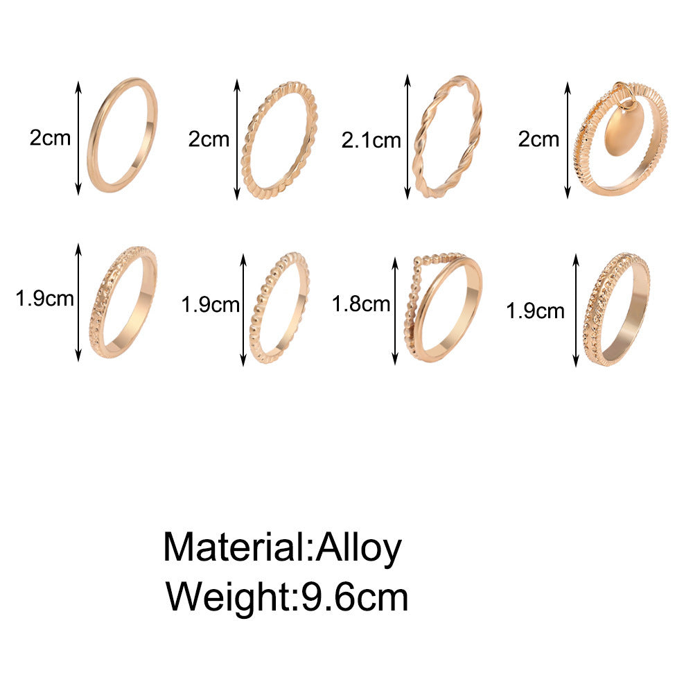 Metal Creative Gold Ring Set Female Style Simple Trend Alloy Ring Multi-piece Set