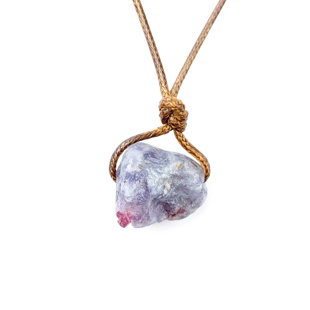 Irregular Specimen Of Natural Crystal Agate Rough Pendant Necklace