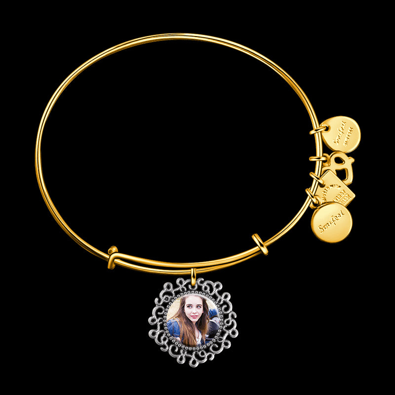 Complete Round Photo Charm Bangle Special Alloy