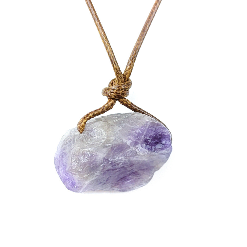 Irregular Specimen Of Natural Crystal Agate Rough Pendant Necklace