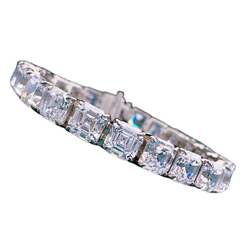 Fashion New S925 Sterling Silver Full Diamond Bracelet