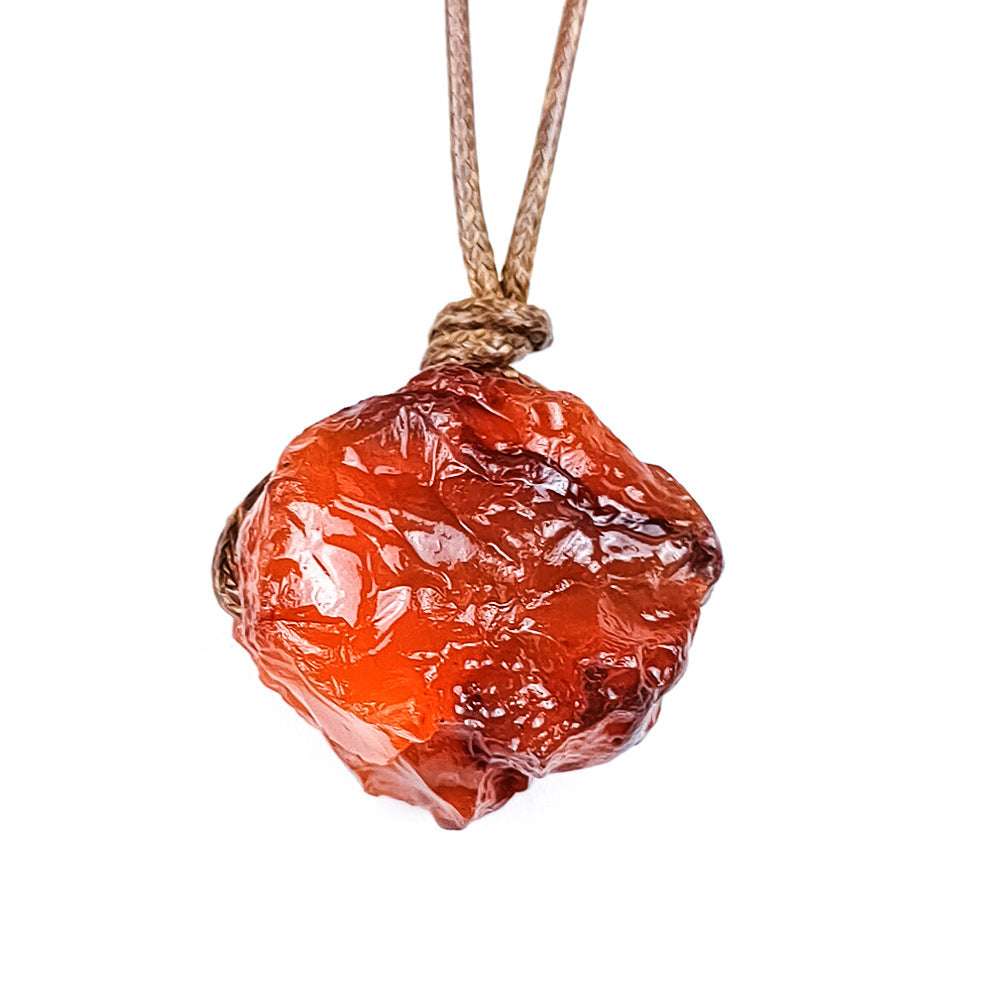 Irregular Specimen Of Natural Crystal Agate Rough Pendant Necklace