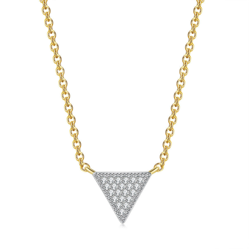 Colored plating full diamond necklace inverted triangle