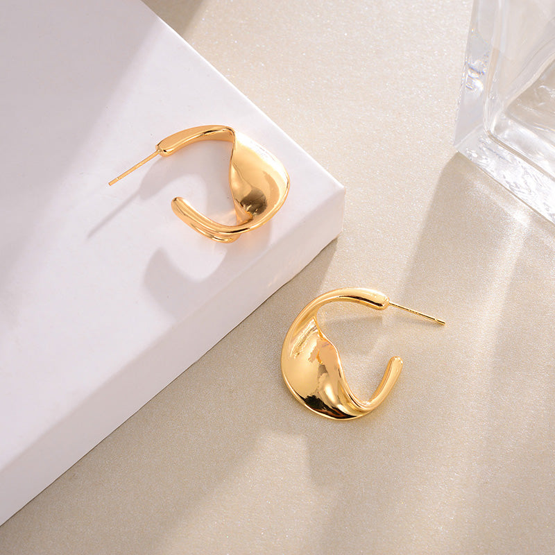 Golden Earrings Hoop Temperament Twist