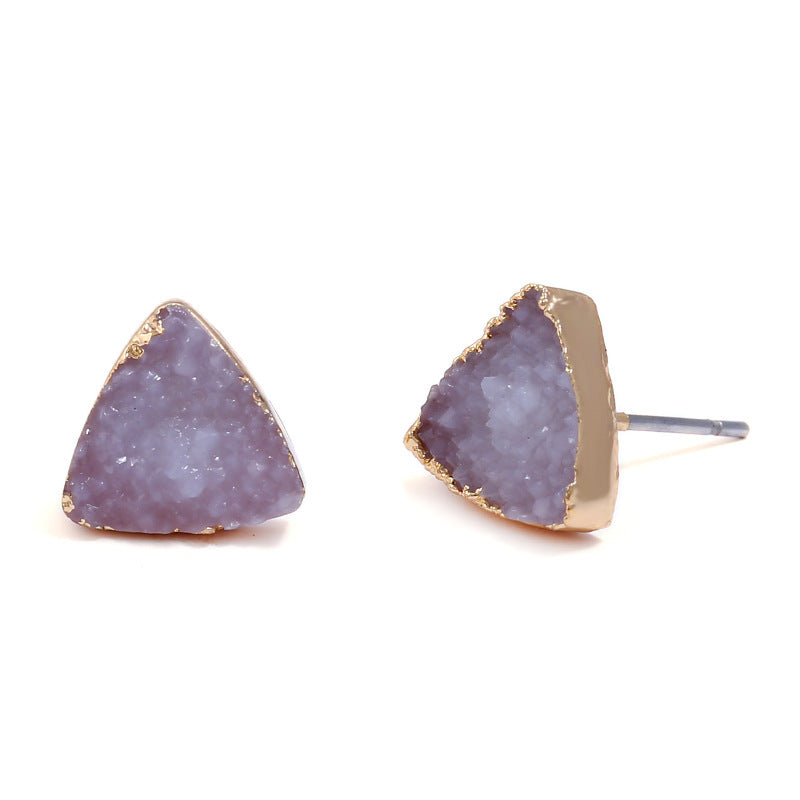 Corner natural stone stud earrings