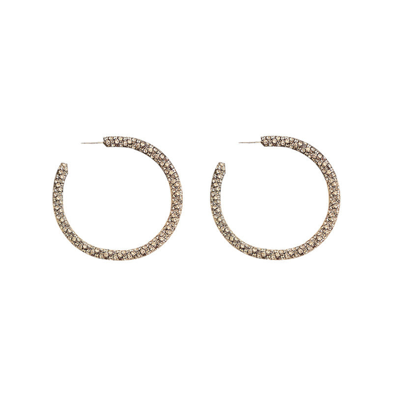 Exaggerated full diamond geometric hoop earrings