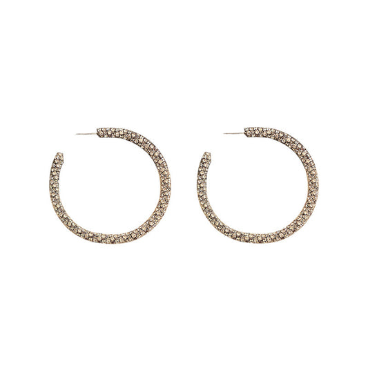 Exaggerated full diamond geometric hoop earrings