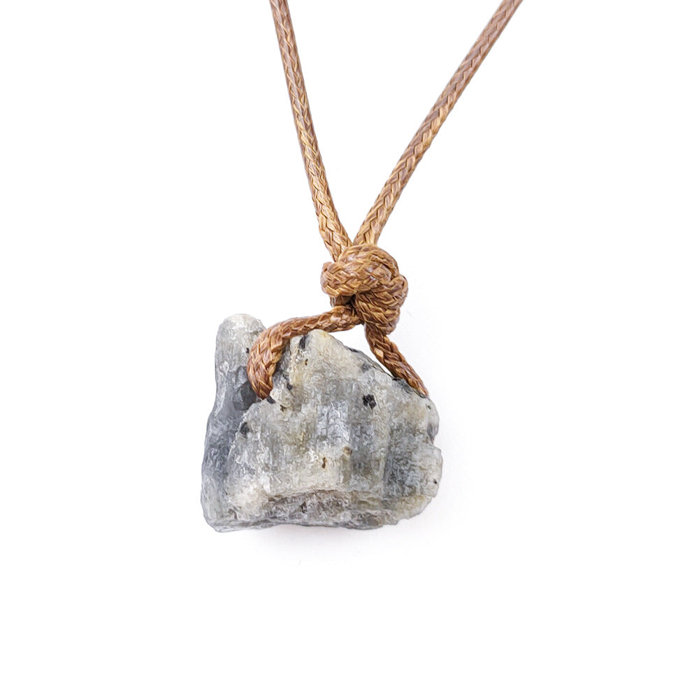 Irregular Specimen Of Natural Crystal Agate Rough Pendant Necklace