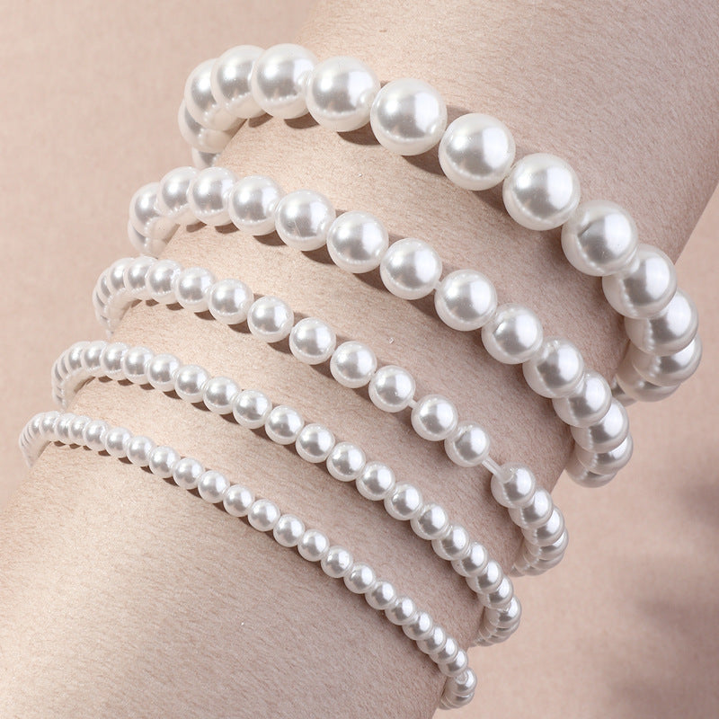 Large And Small Pearl Stretch Thread Bracelet