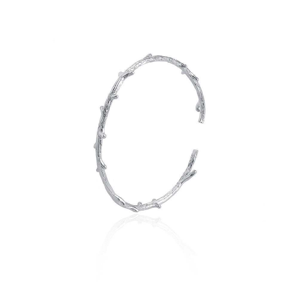 Alloy Cast Branch Opening Adjustable Bangle Bracelet