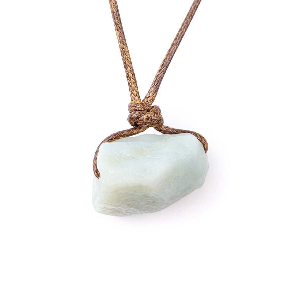 Irregular Specimen Of Natural Crystal Agate Rough Pendant Necklace