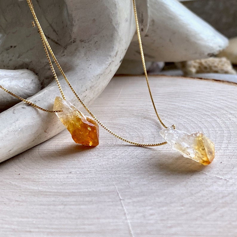 Citrines Quartz Stone Irregular Necklace