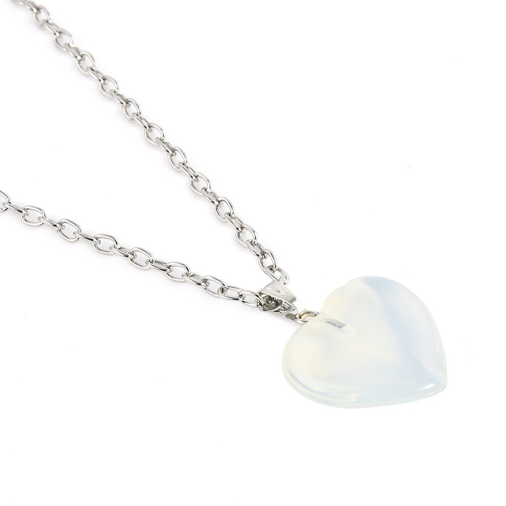 Crystal Stone Drop Shape Peach Heart Diy Jewelry Necklace