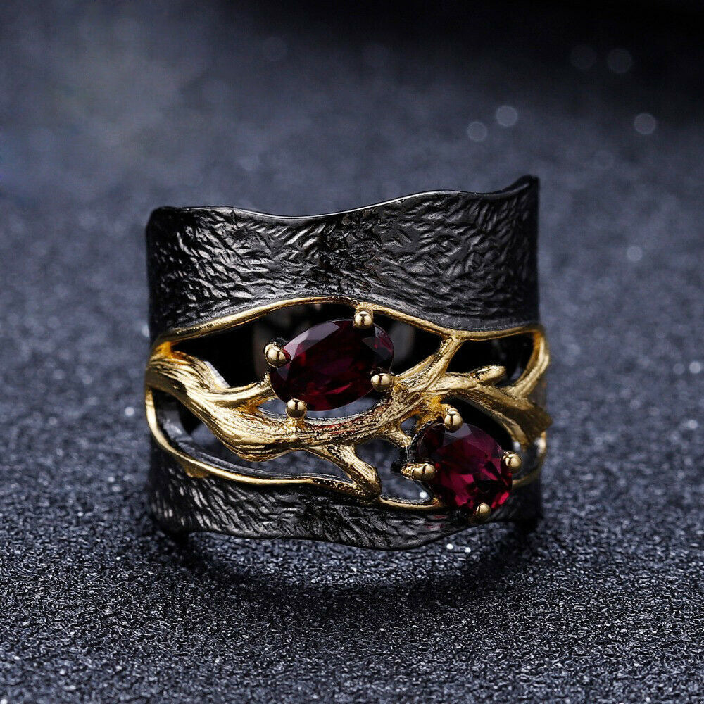 Garnet crystal ring