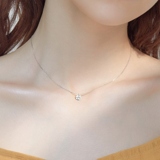 Delicate diamond necklace short clavicle chain