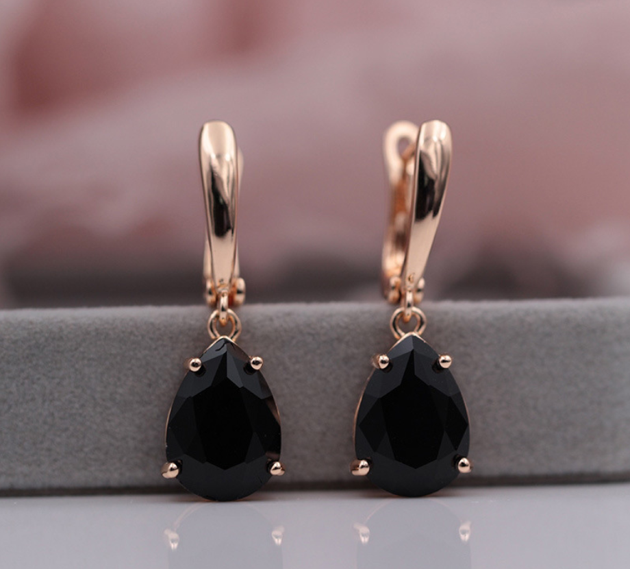 Moonstone color water drop zircon earrings