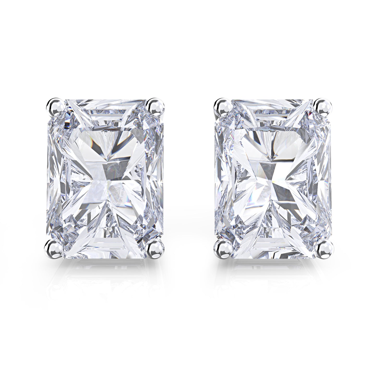 Rectangular Four-prong Simulated Diamond Zircon Stud Earrings Earrings