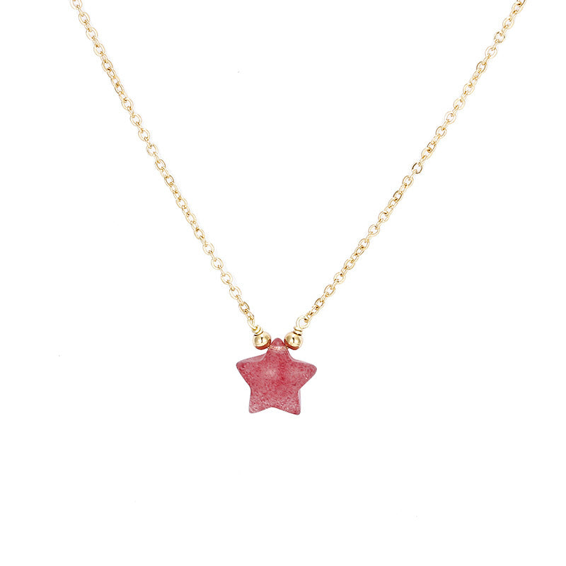 Crystal Necklace Women's New Strawberry Crystal Five-pointed Star Pendant