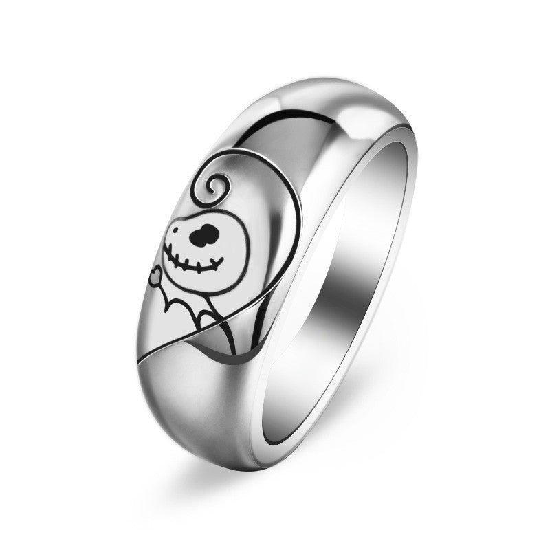 Ghost Head Couple  Creative Simple Love Painted Skull Ring