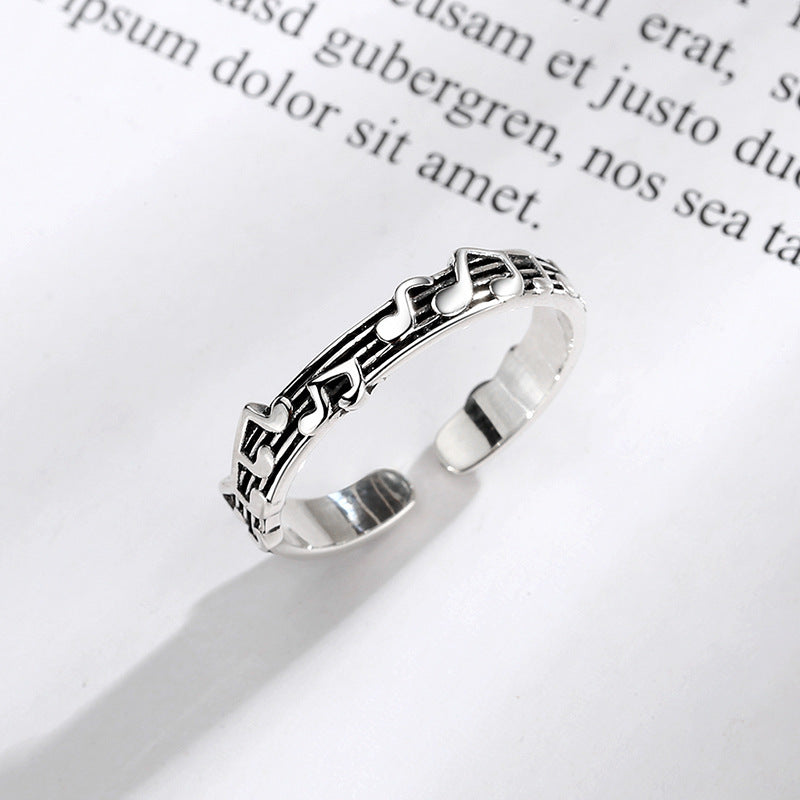 Alloy Retro Five-Line Music Score Adjustable Ring Female