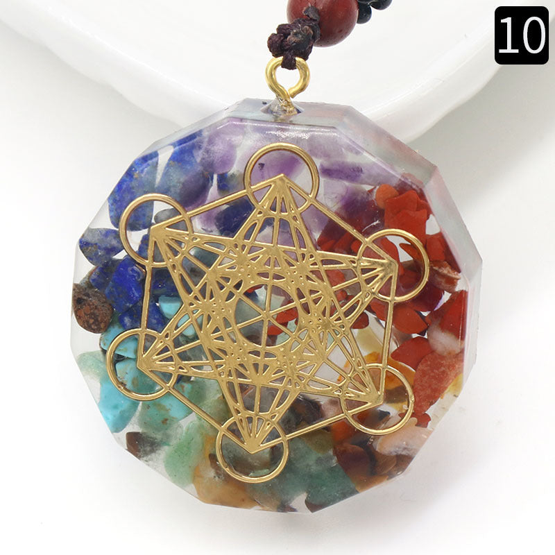 Colorful Resin Wrapped Crystal Gravel Necklace