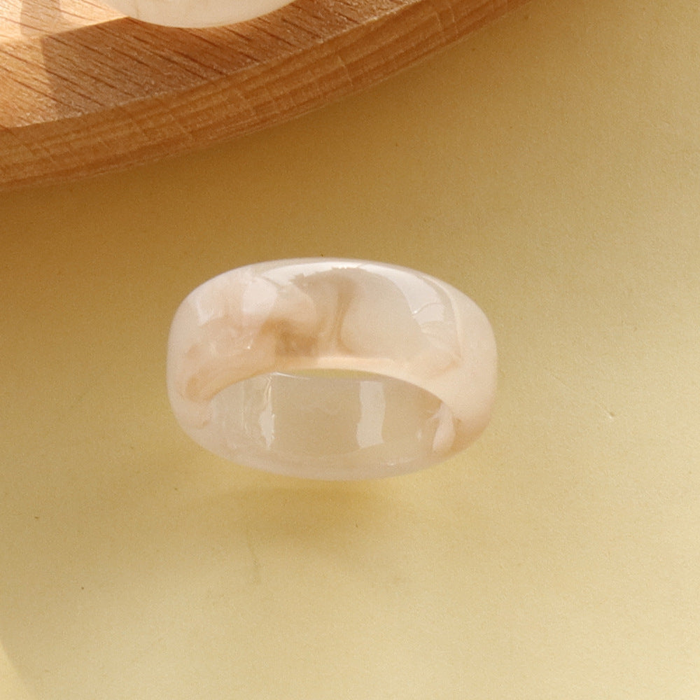 Freshwater Pearl Flower Ring Transparent Resin Round Tail Ring