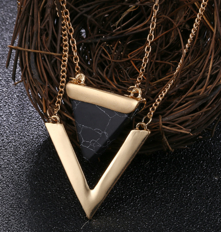 Marble Stone Triangle Necklaces