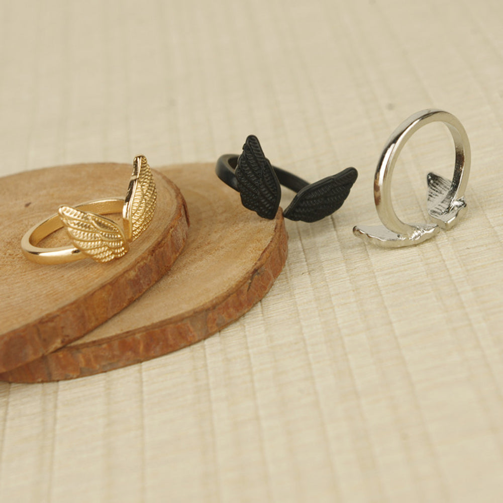 Punk angel wings alloy ring