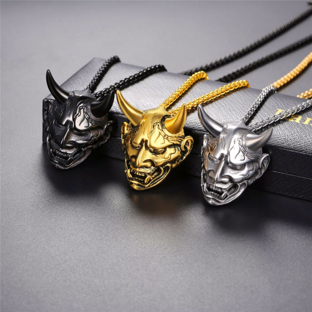 European And American Hip Hop Punk Fangs Devil Head Necklace