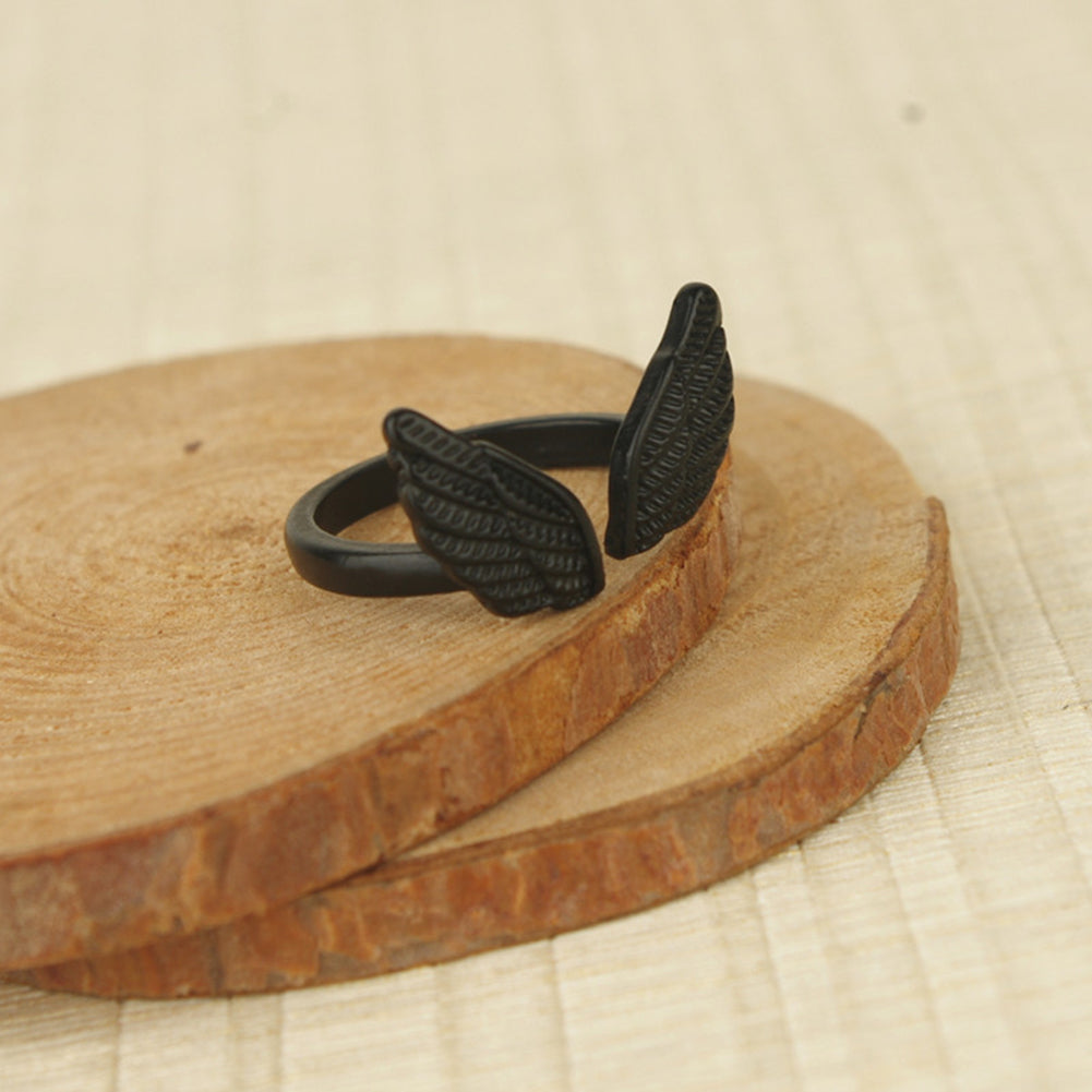 Punk angel wings alloy ring