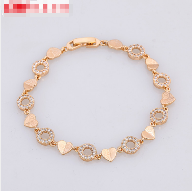 Rose Gold Zircon Bracelet Women's Diamond Heart Bracelet