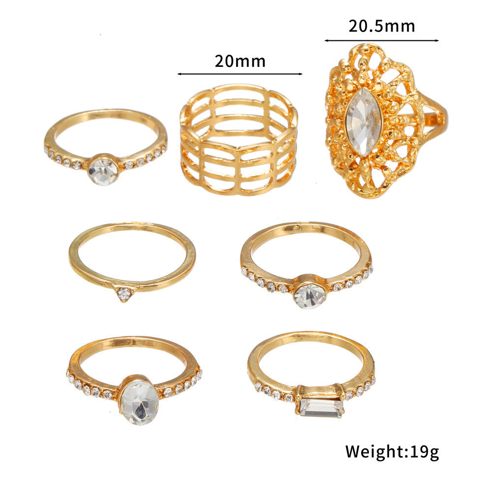 All-match Diamond Ring 7-piece Set Of Joint Ring Tail Ring