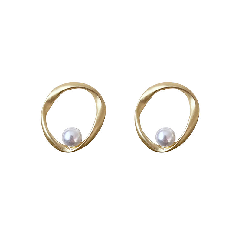 Circle Pearl Stud Earrings