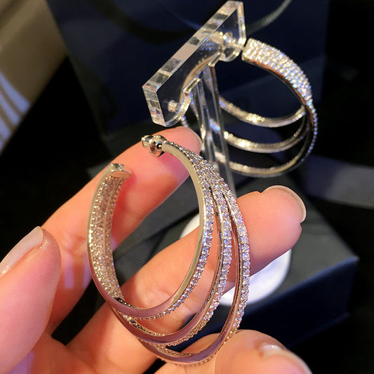 Three-layer large hoop earrings