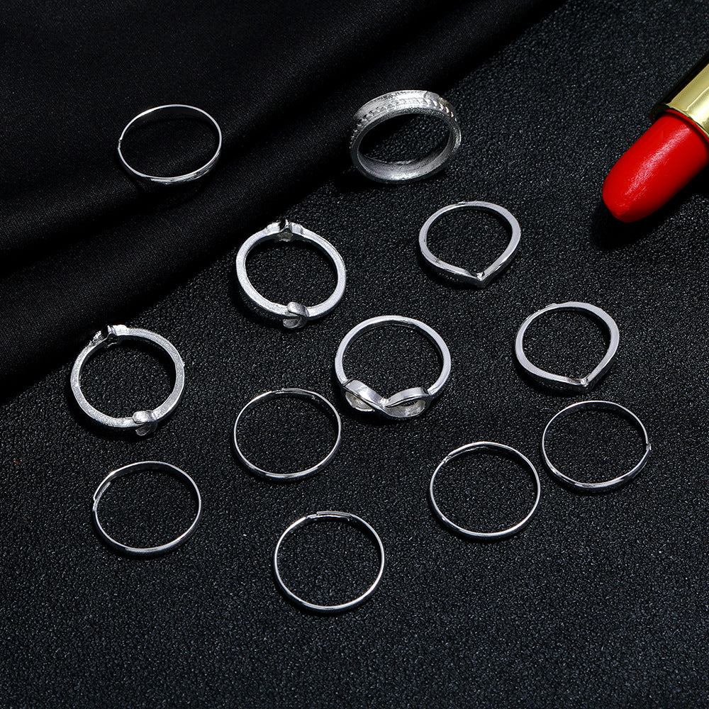 Metal Silver Ring Set