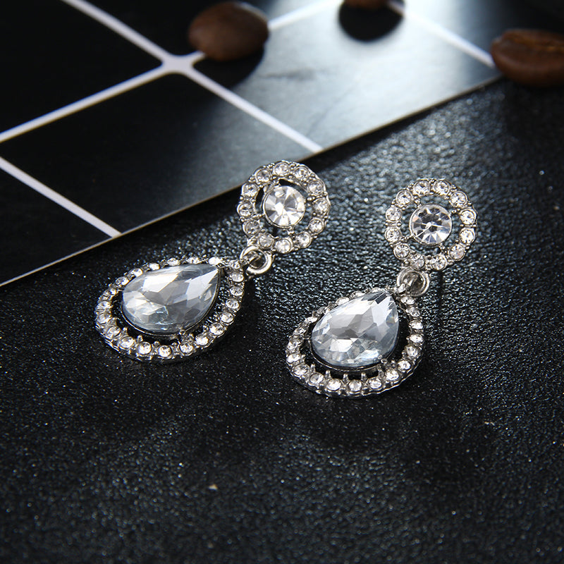 Simple Diamond-Set Zircon Earrings