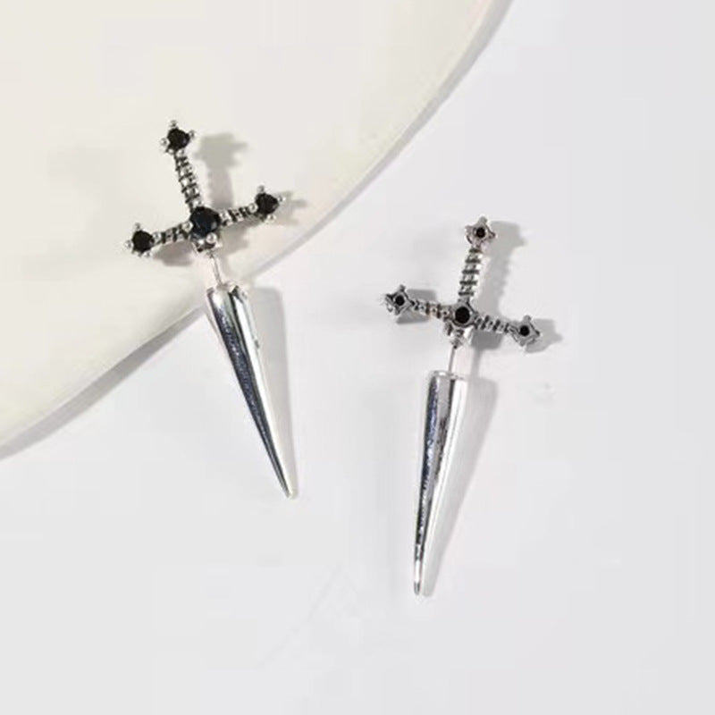 Vintage Crystal Diamond Gothic Dagger Earrings