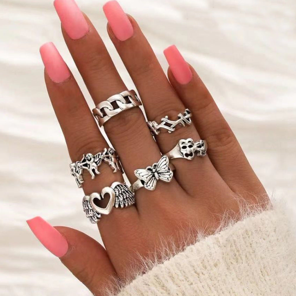 Ladies Fashion Temperament Alloy Ring Set