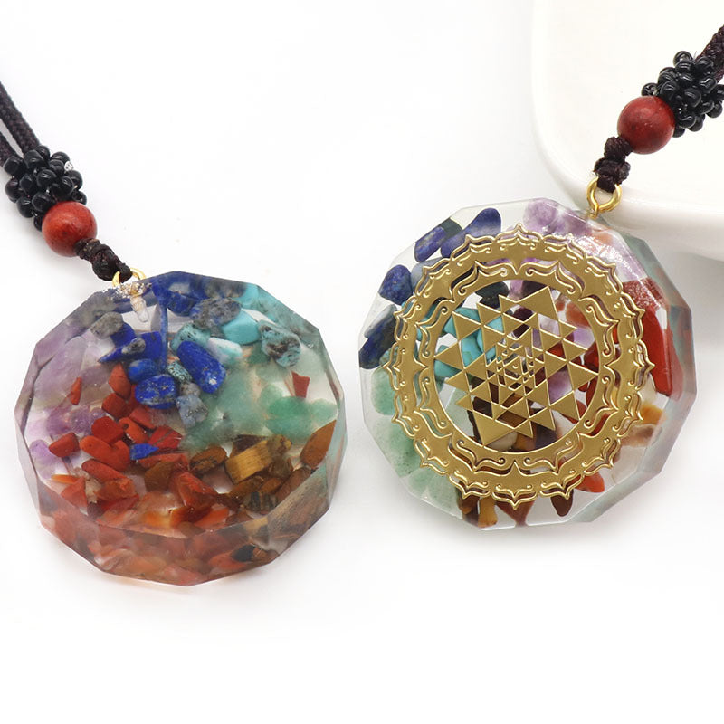 Colorful Resin Wrapped Crystal Gravel Necklace