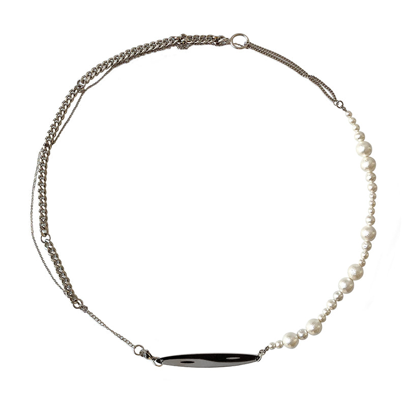 New Silver Titanium Pearl Necklace