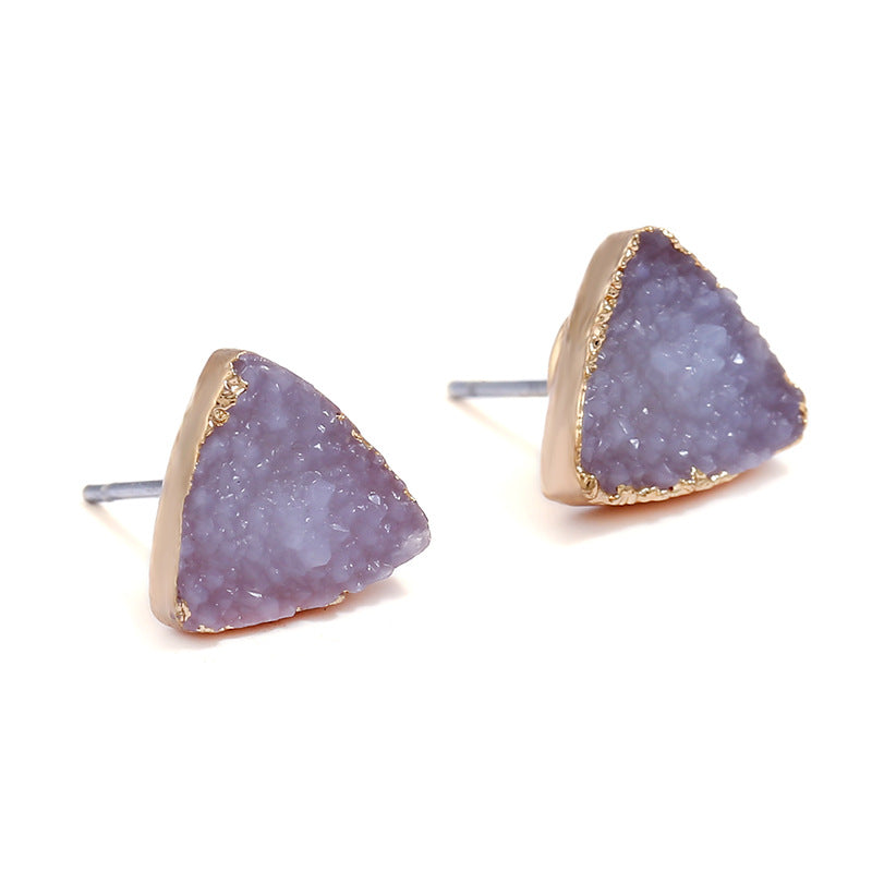 Corner natural stone stud earrings