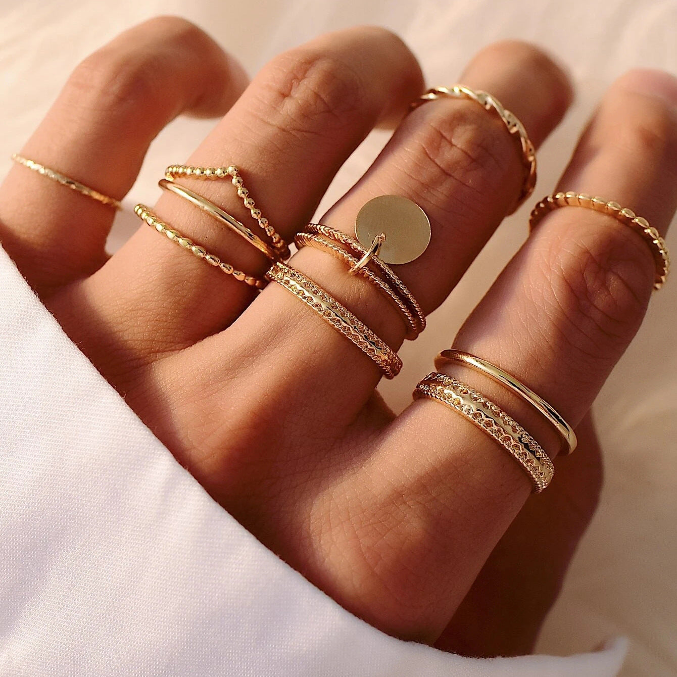 Metal Creative Gold Ring Set Female Style Simple Trend Alloy Ring Multi-piece Set