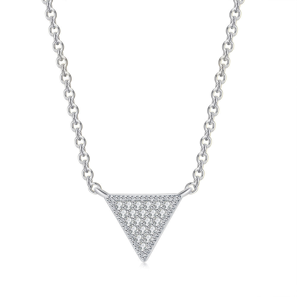 Colored plating full diamond necklace inverted triangle