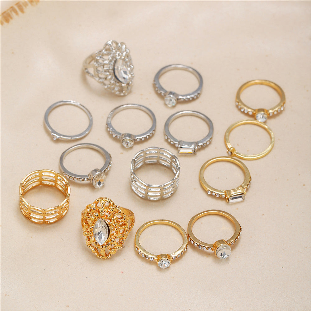 All-match Diamond Ring 7-piece Set Of Joint Ring Tail Ring