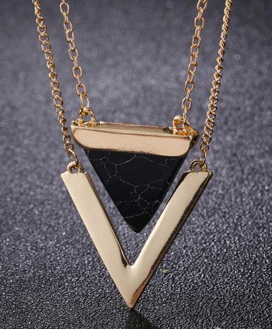 Marble Stone Triangle Necklaces