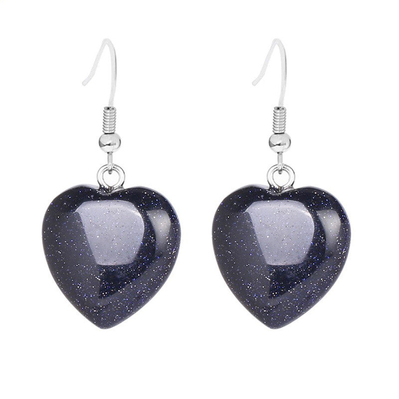 Love heart earrings natural crystal stone