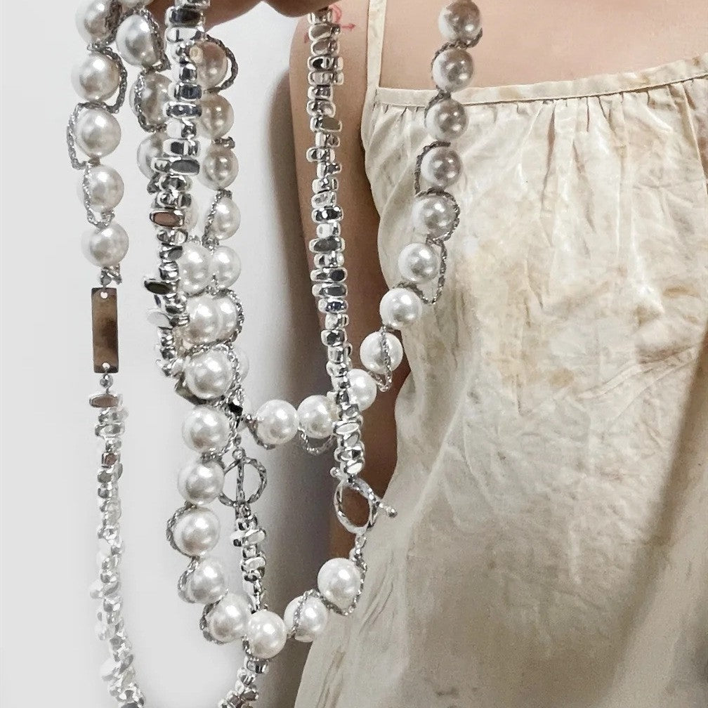 Ore Pearl Stitching Irregular Stone Necklace Bracelet