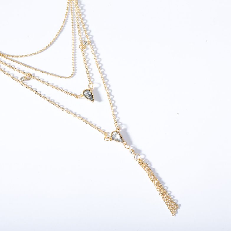 Vintage four-layer drop diamond necklace